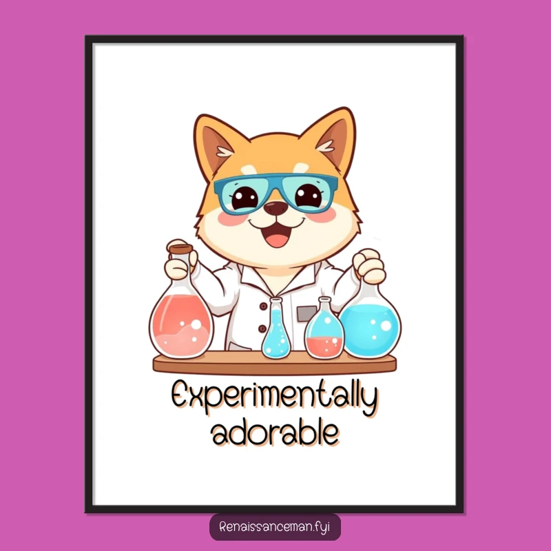 Funny Shiba Inu Science Poster: Brighten Your Space with Canine Curiosity and Lab Fun