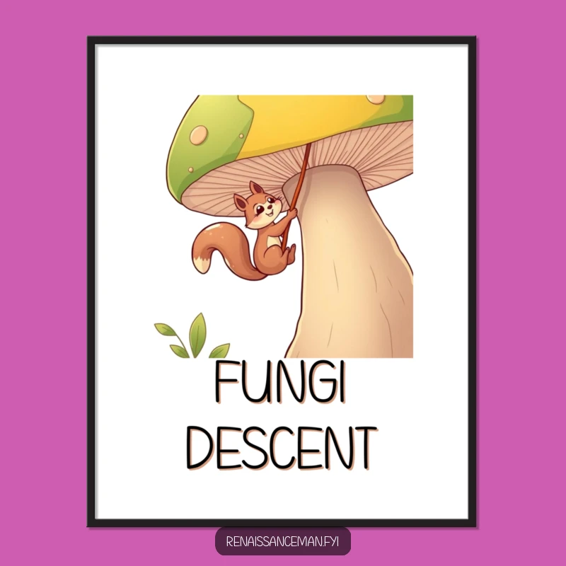 Funny Squirrel Mushroom Poster: Whimsical Art for Adventurous Spaces