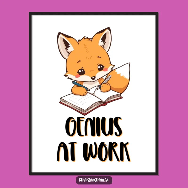 Funny Creative Fox Poster - Whimsical Art for Your Studio!