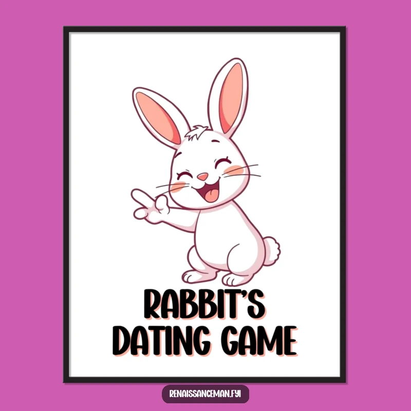 Funny Rabbit Poster: Playful Swiping Art for Your Dating Space