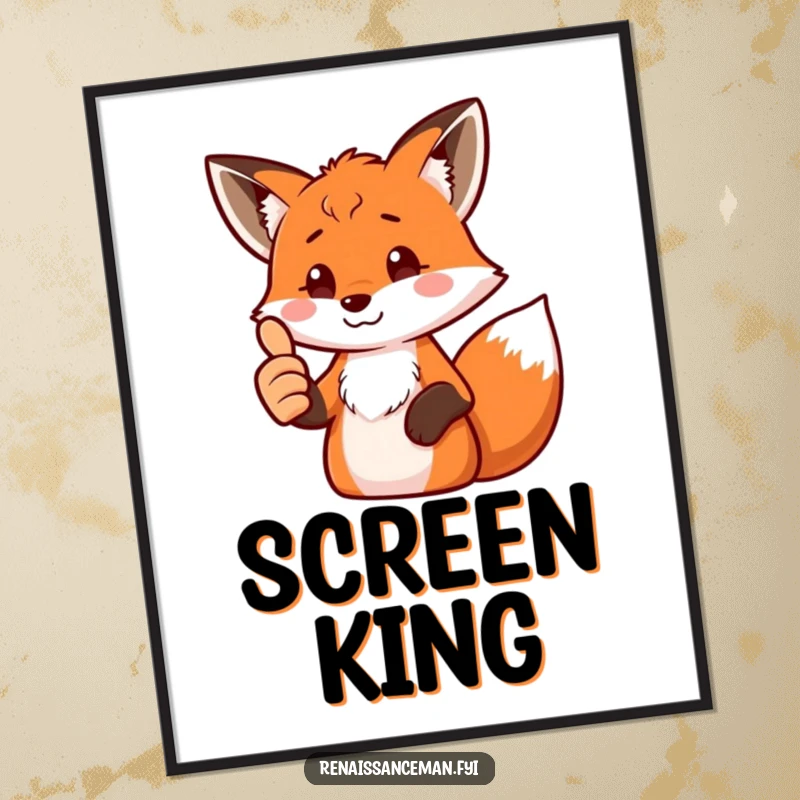 Funny fox poster featuring a proud fox giving a thumbs up to a screen, adding humor to any wall space.