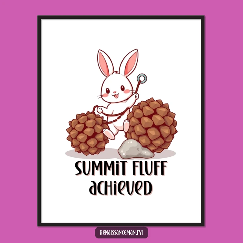 Funny Bunny Grappling Pinecone Poster: Adorn Your Walls with Hilarious Adventure Art