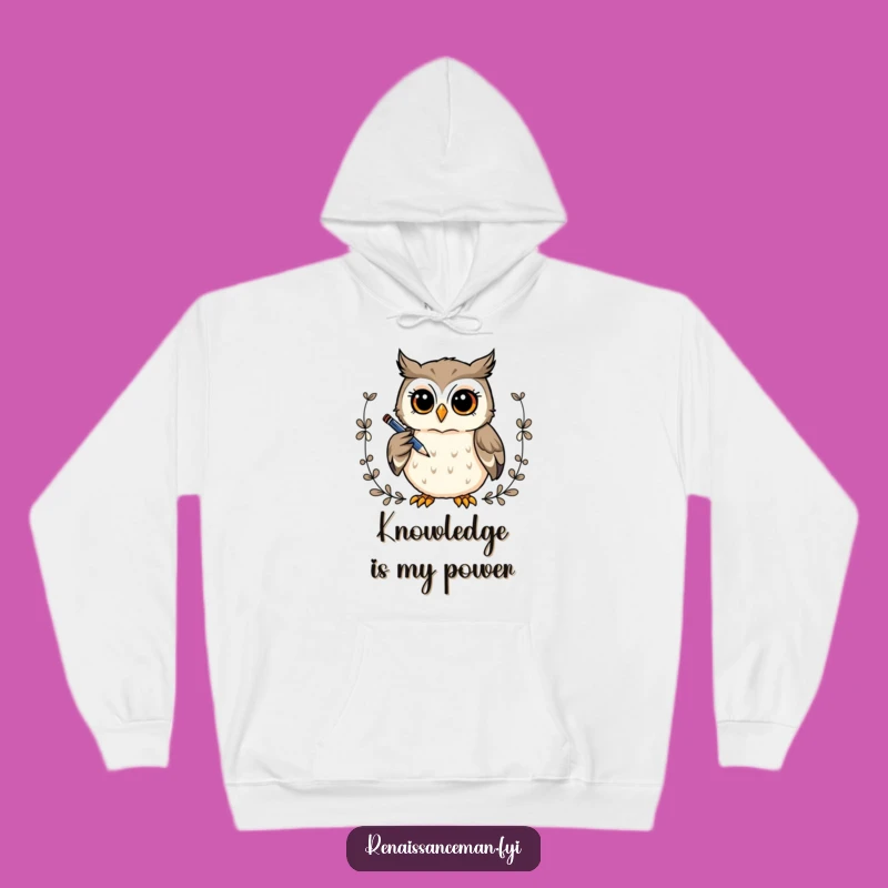 Funny Owl Artist Hoodie: Cozy Curious Owl Drawing Border, Warm Intellectual Gift