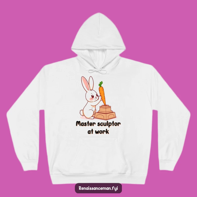 Cozy Funny Rabbit Sculptor Hoodie: Artful Warmth and Humor