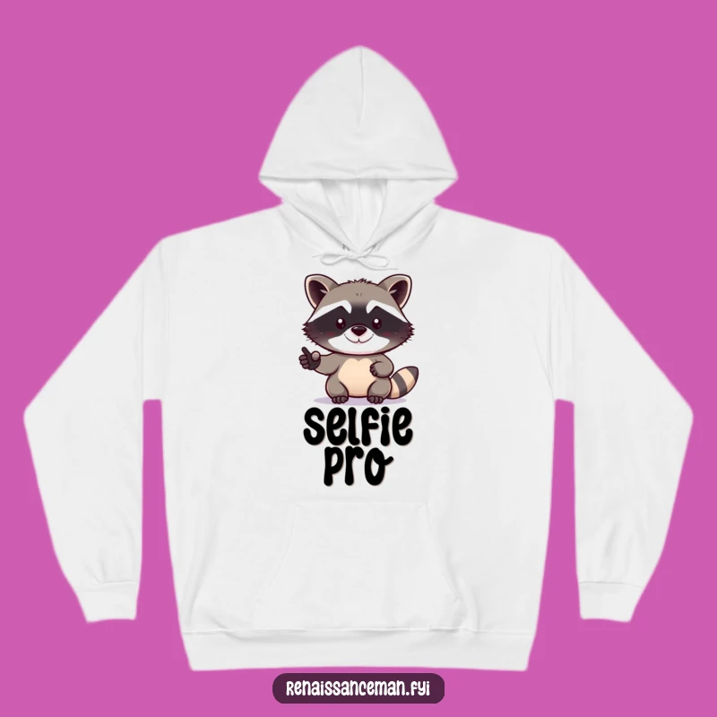 Funny Raccoon Selfie Hoodie: Stay Cozy While Posing for Pics