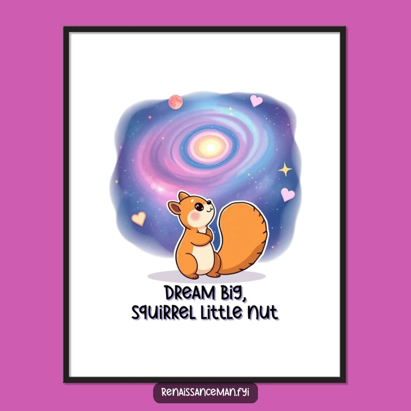 Funny Free Printable Wall Art: Cheerful Squirrel's Galaxy Dream, Downloadable Decor