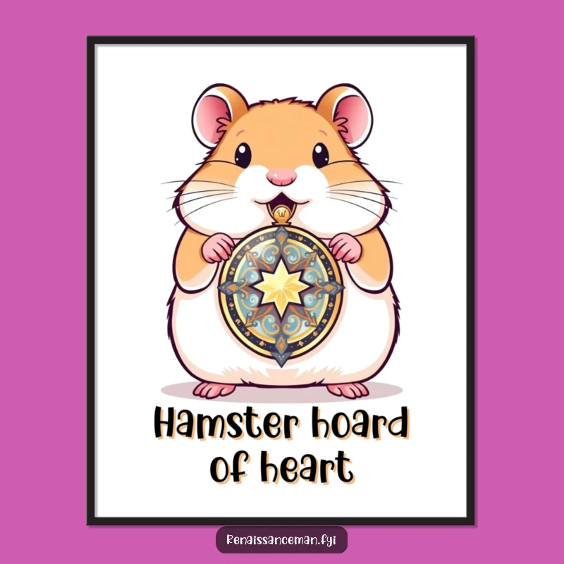 Funny Free Printable Wall Art: Hamster Locket - Cherished Downloadable Decor
