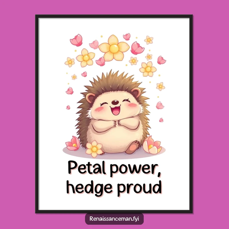 Funny Free Printable Wall Art: Hedgehog Embrace - Petal Shower Decor