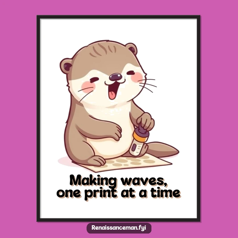 Free Printable Otter Wall Art: Funny Stamp Design Downloadable Art Gift