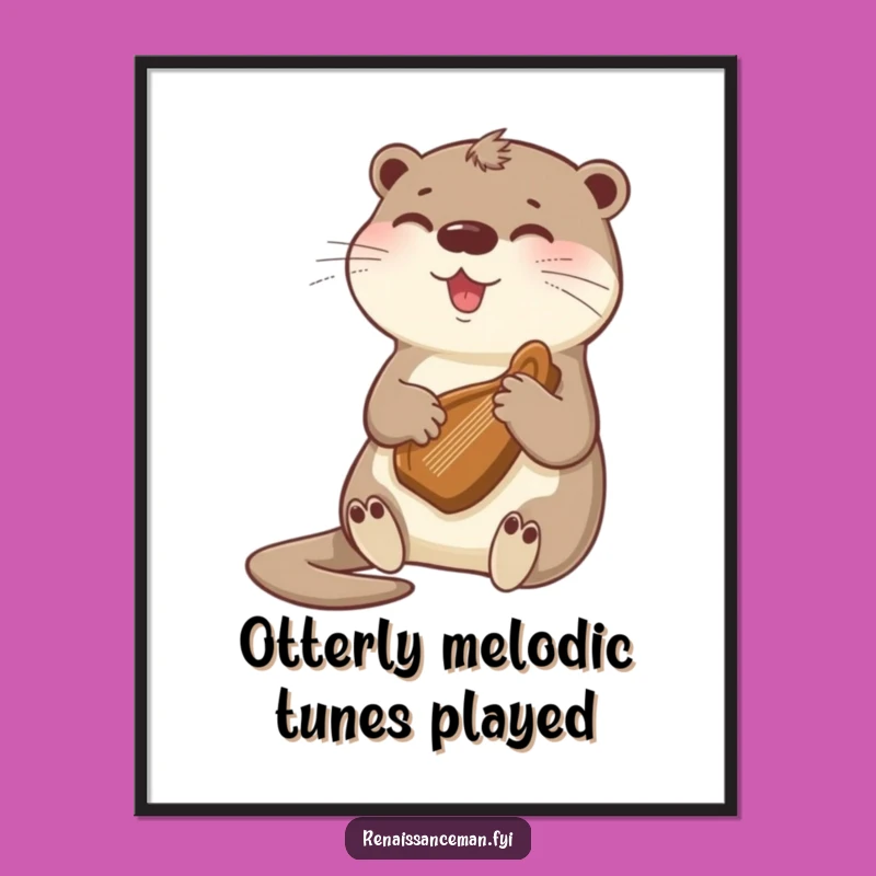 Funny Free Printable Wall Art: Otter Harpist - Musical Downloadable Decor