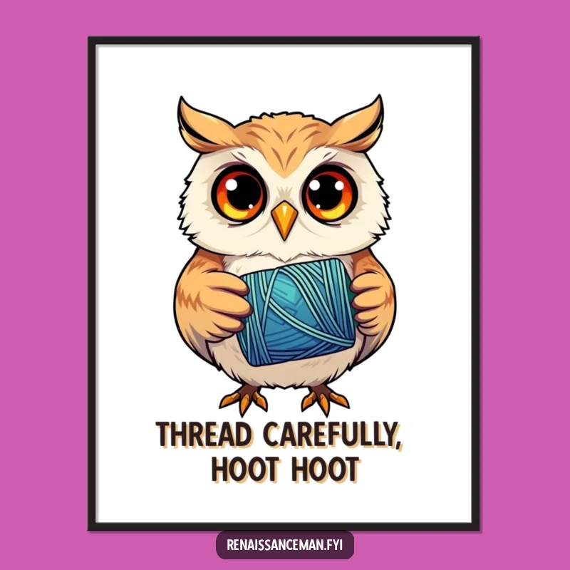 Funny Free Printable Owl Thread Wall Art - Downloadable Craft Decor