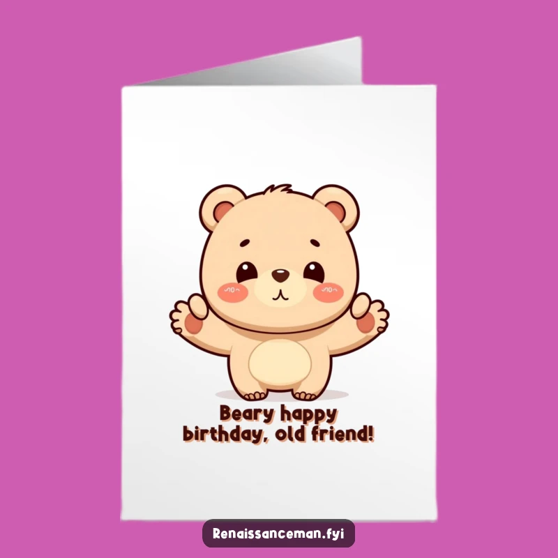 Free Printable Bear Birthday Card: Proud Layout Design Downloadable Gift