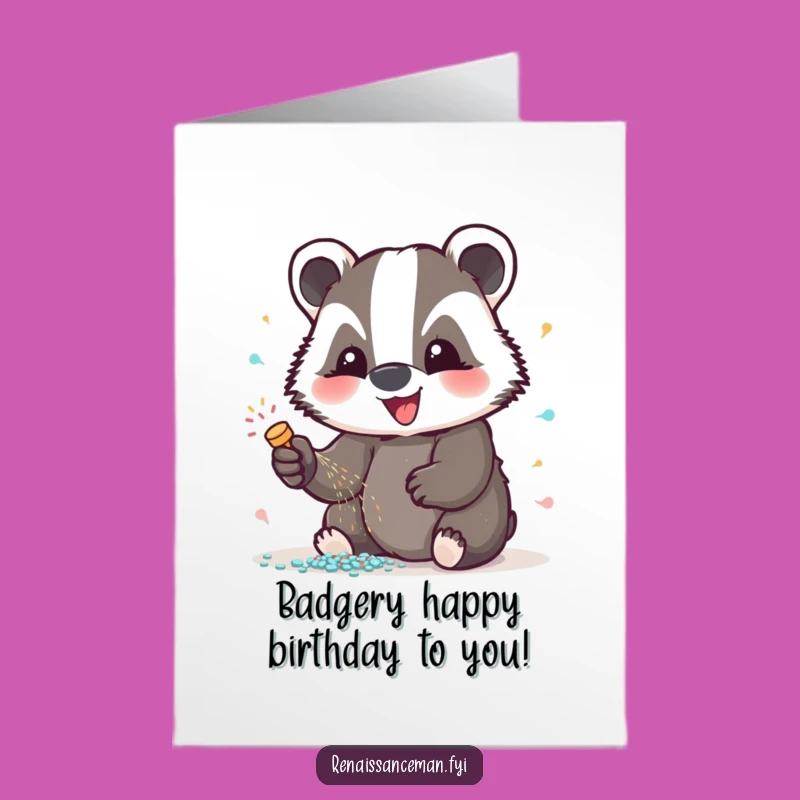 Free Printable Badger Birthday Card: Sparkly Glitter Design Downloadable Gift