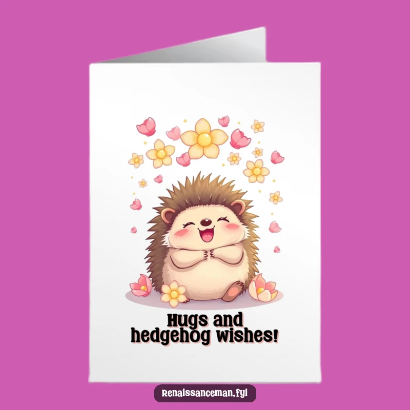 Free Printable Birthday Card: Hedgehog Hugs - Petal Shower Downloadable Fun