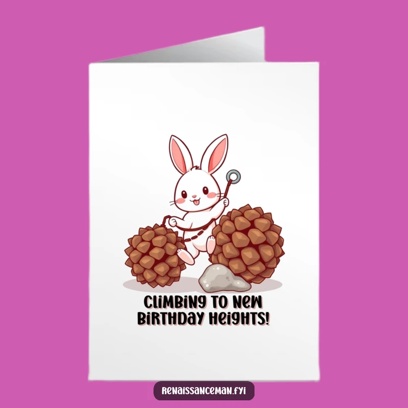 Free Printable Bunny Birthday Card: Funny Mountain Climbing Rabbit Downloadable Gift