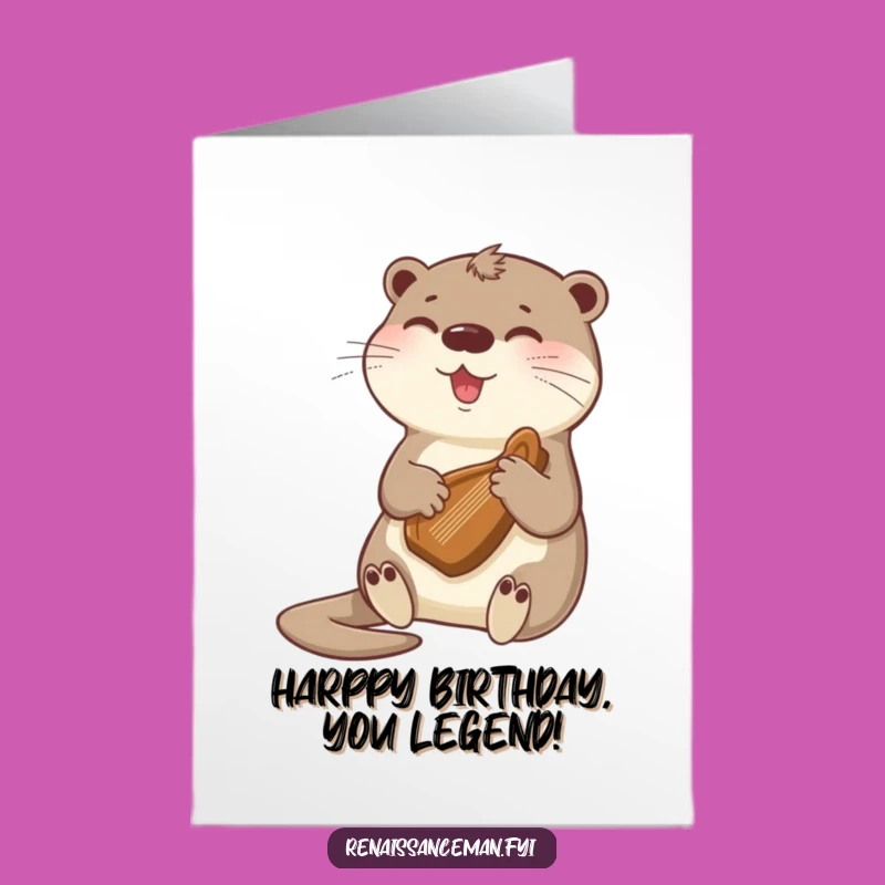 Free Printable Birthday Card: Otter Harpist - Melodious Downloadable Fun Gift