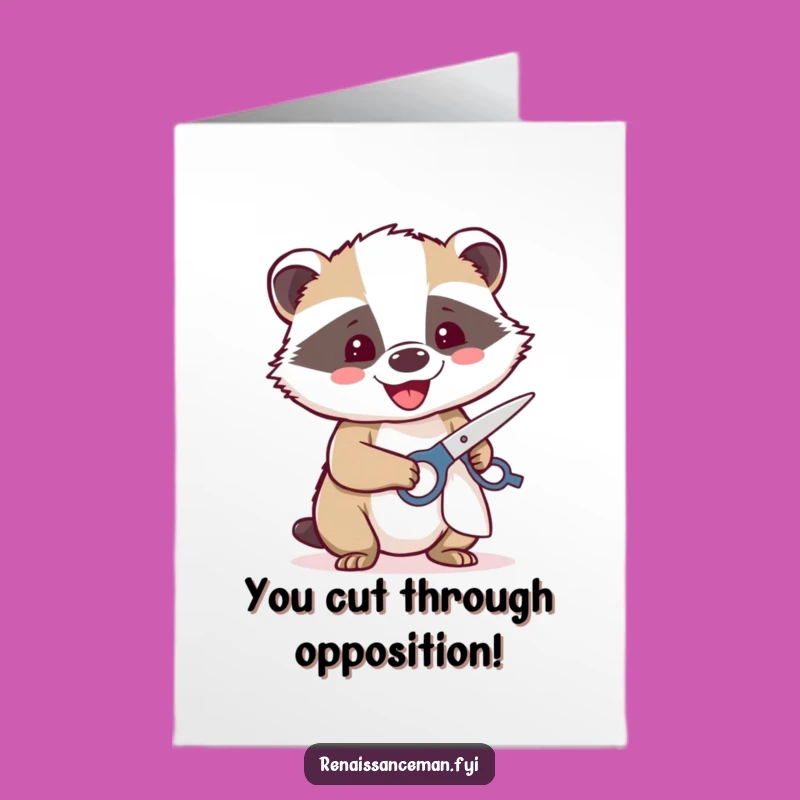 Free Printable Badger Scissors 'Congrats' Card - Sharp Downloadable