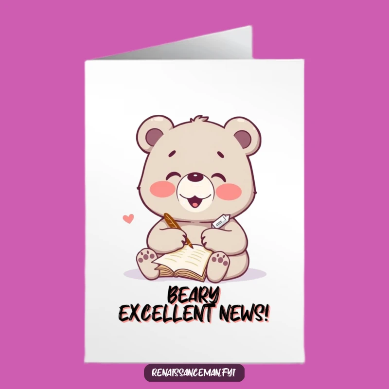 Free Printable Bear Congrats Card: Heartfelt Poem, Funny Downloadable Gift