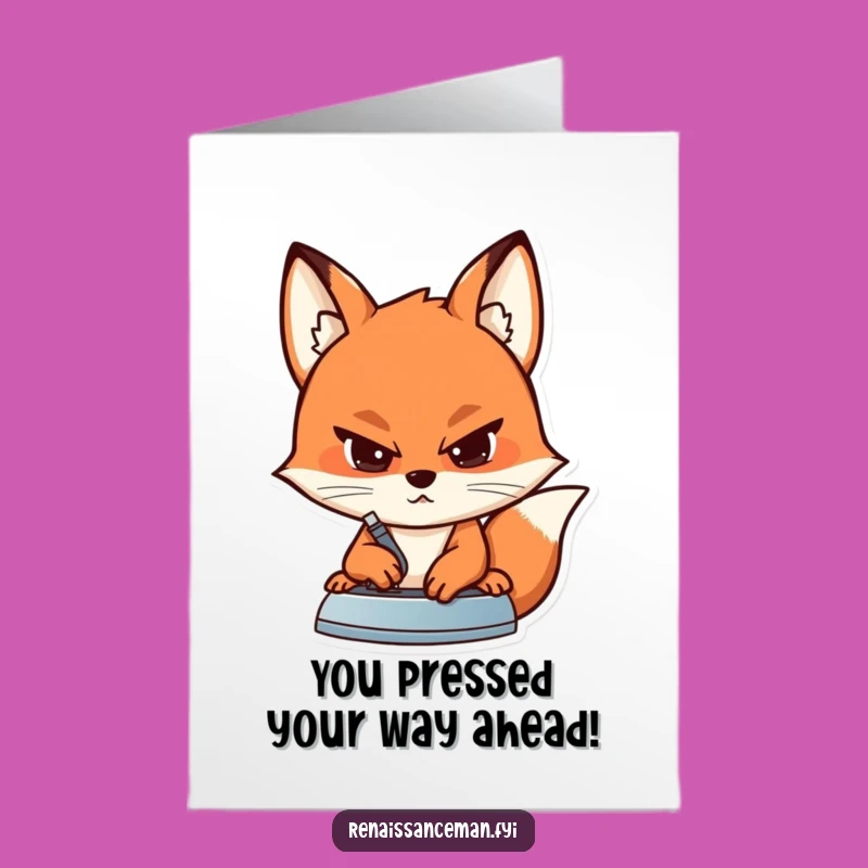 Free Printable Congrats Card: Fox's Pressed Seam for Your Big Win