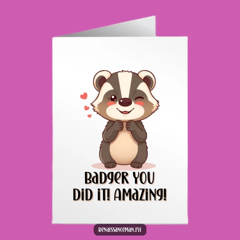 Free Printable Congrats Card: Giggling Badger Secrets - Funny Downloadable Gift!