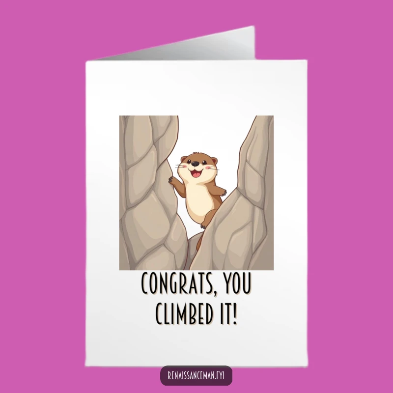 Free Printable Funny Otter Congrats Card - Sticky Climb Achievement Downloadable Gift