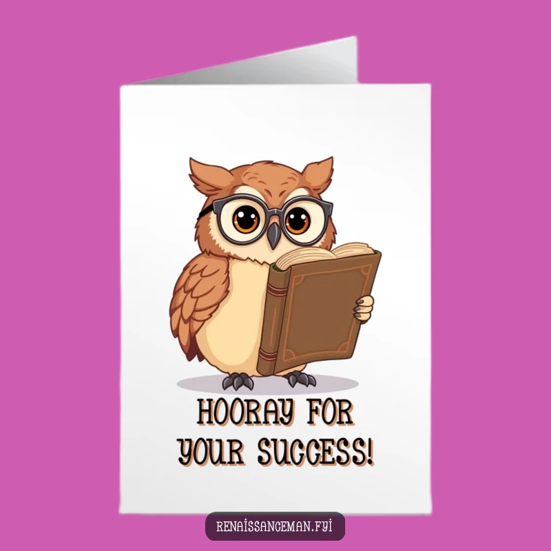 Free Printable Owl Congrats Card: Funny Scholar Feline Downloadable