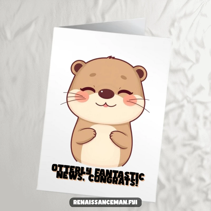 Funny Free Printable Congrats Card: A beaming otter offers a tiny, insincere compliment with a wink, perfect for celebrating achievements.