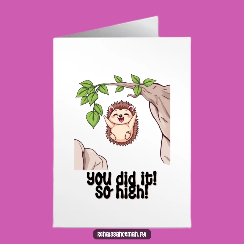 Free Printable Hedgehog Congrats Card - Funny Downloadable Gift for Achieving Heights