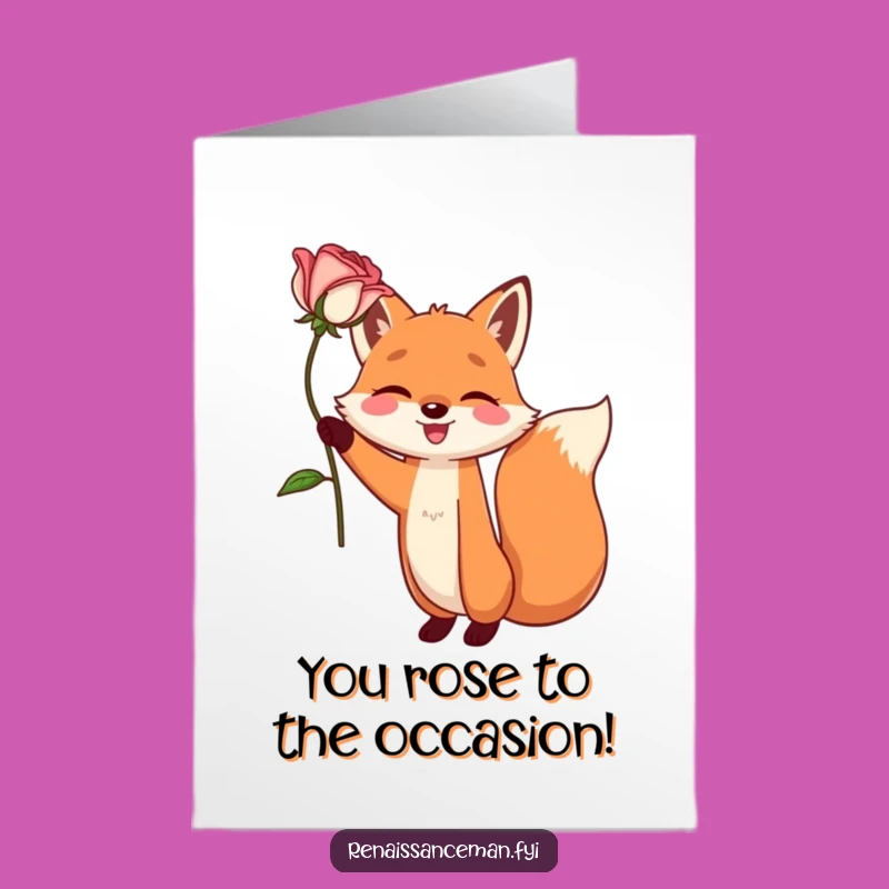 Free Printable Fox Congrats Card: Dramatic Rose, Funny Downloadable Gift