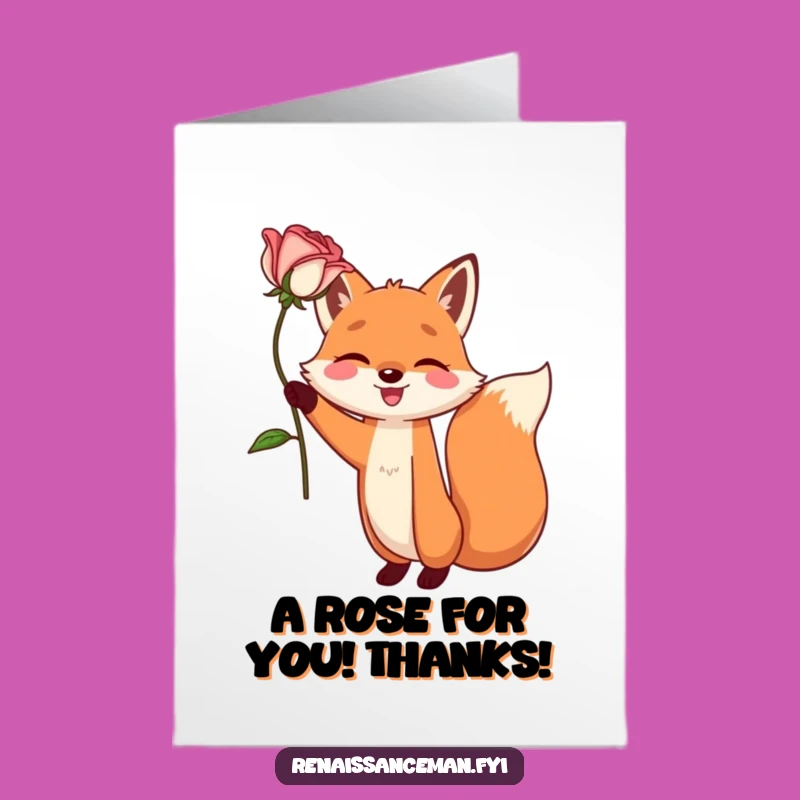 Free Printable Fox Thank You Card: Dramatic Rose, Funny Downloadable Gift