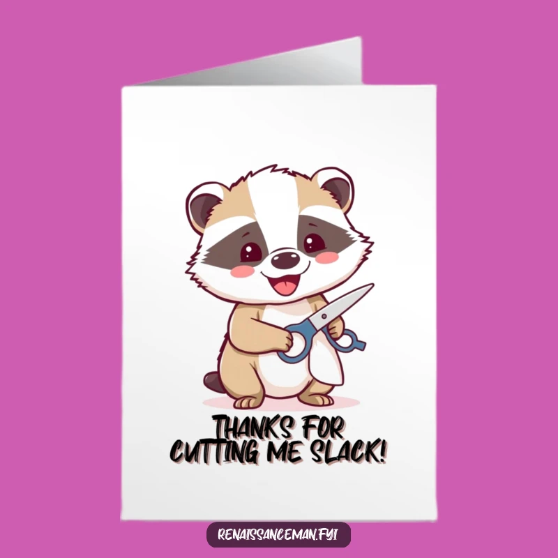 Free Printable Badger Scissors 'Thank You' Card - Clever Downloadable