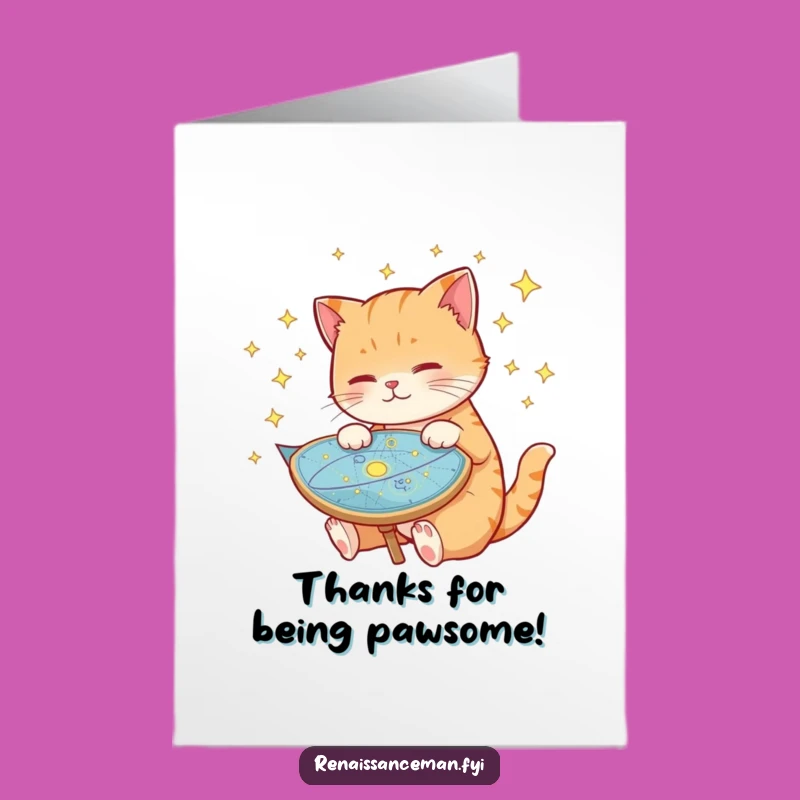 Free Printable Cat Thank You Card: Funny Space Cat Downloadable