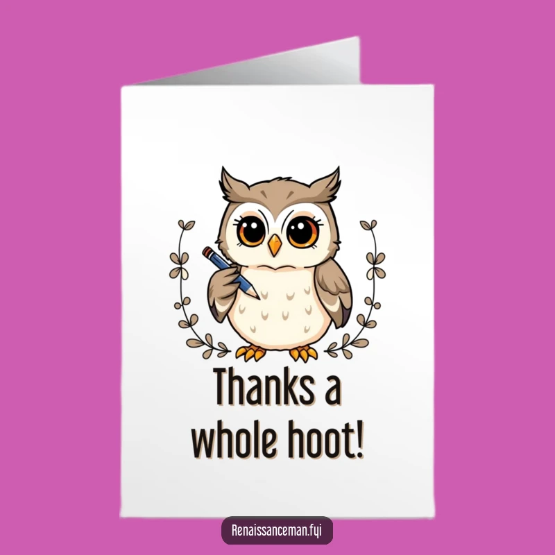 Free Printable Owl Thank You Card: Grateful & Funny DIY Downloadable