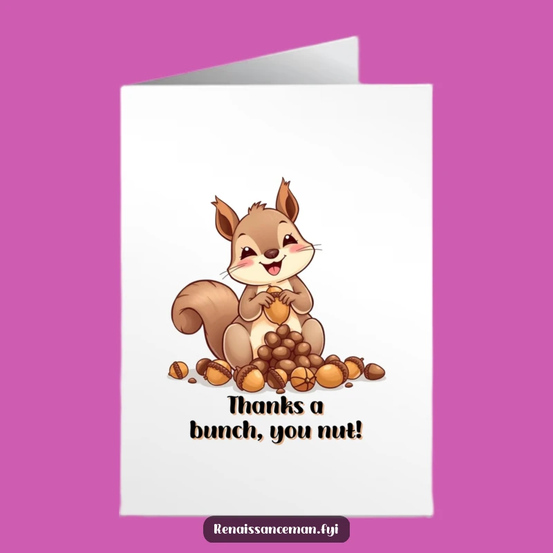 Free Printable Squirrel Thank You Card: Funny Acorn Sculptor Downloadable