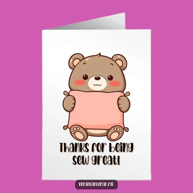 Free Printable Thank You Card: Bear's Crafted Cushion for Your Kindness