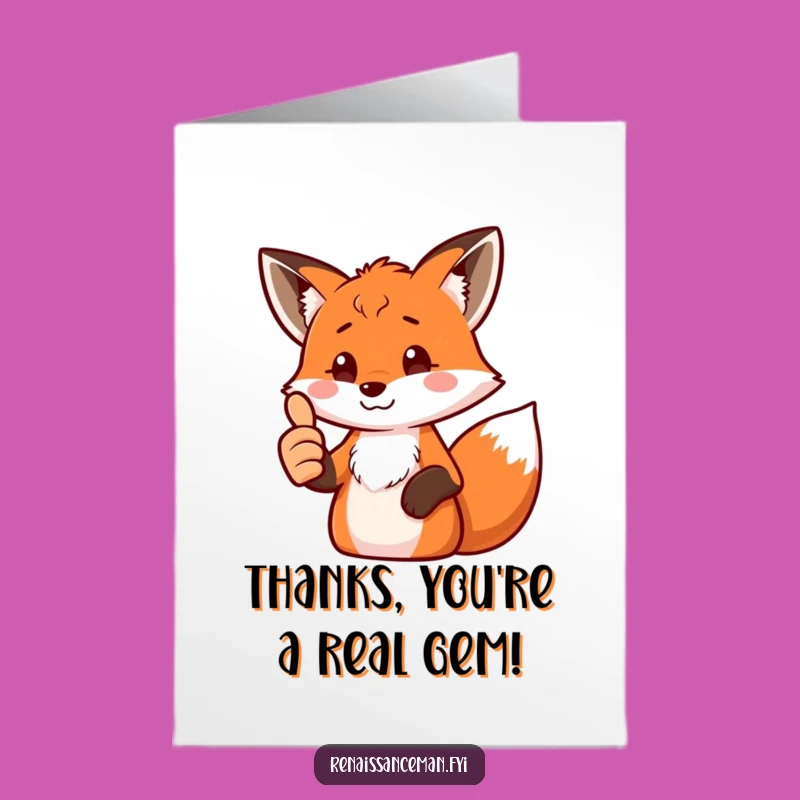 Free Printable Thank You Card: Funny Fox Thumbs Up - Print at Home Gifting!