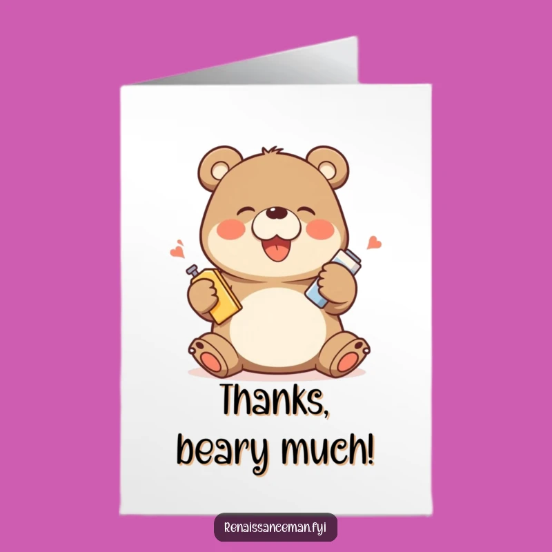 Free Printable Thank You Card: Giggling Bear Gratitude Demo