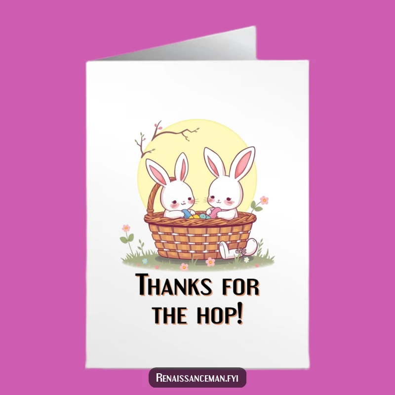 Free Printable Thank You Card: Rabbit Picnic Pals - Cute Downloadable Gift