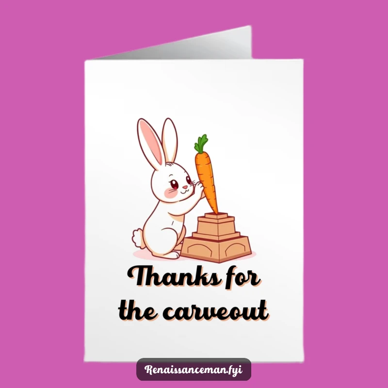 Free Printable Thank You Card: Rabbit Sculptor's Carrot Art for Your Gesture