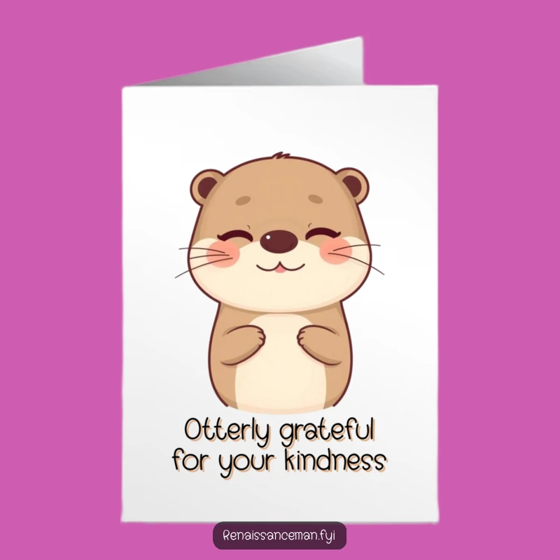Free Printable Thank You Card: Winking Otter - Funny Downloadable Gift!