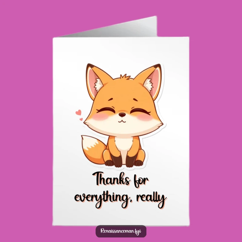 Free Printable Fox Thank You Card: Grateful Eye-Roll Downloadable