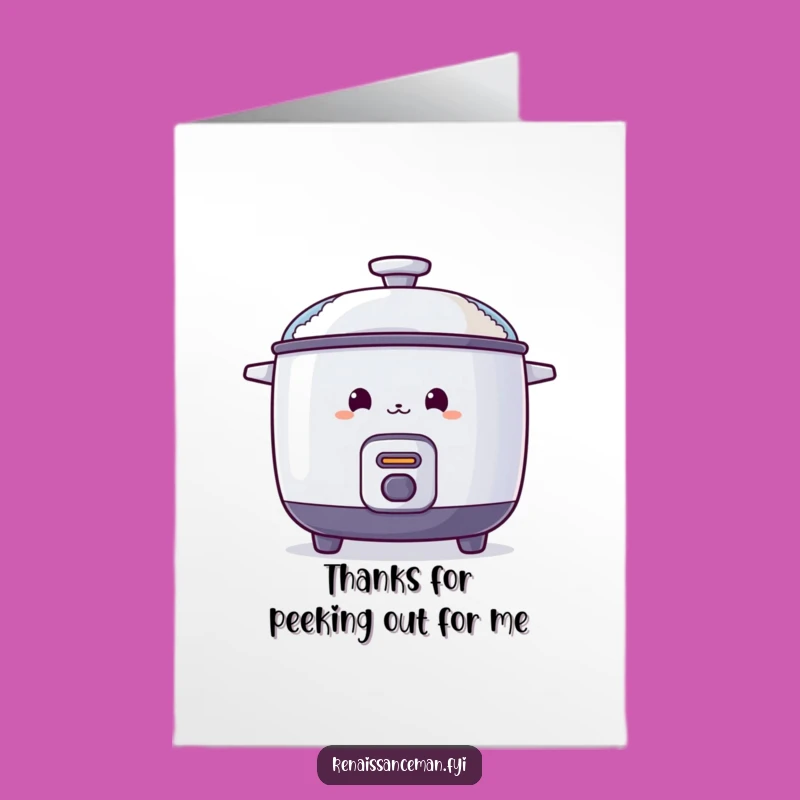 Free Printable Thank You Card: Curious Rice Cooker, Humorous Downloadable Gesture