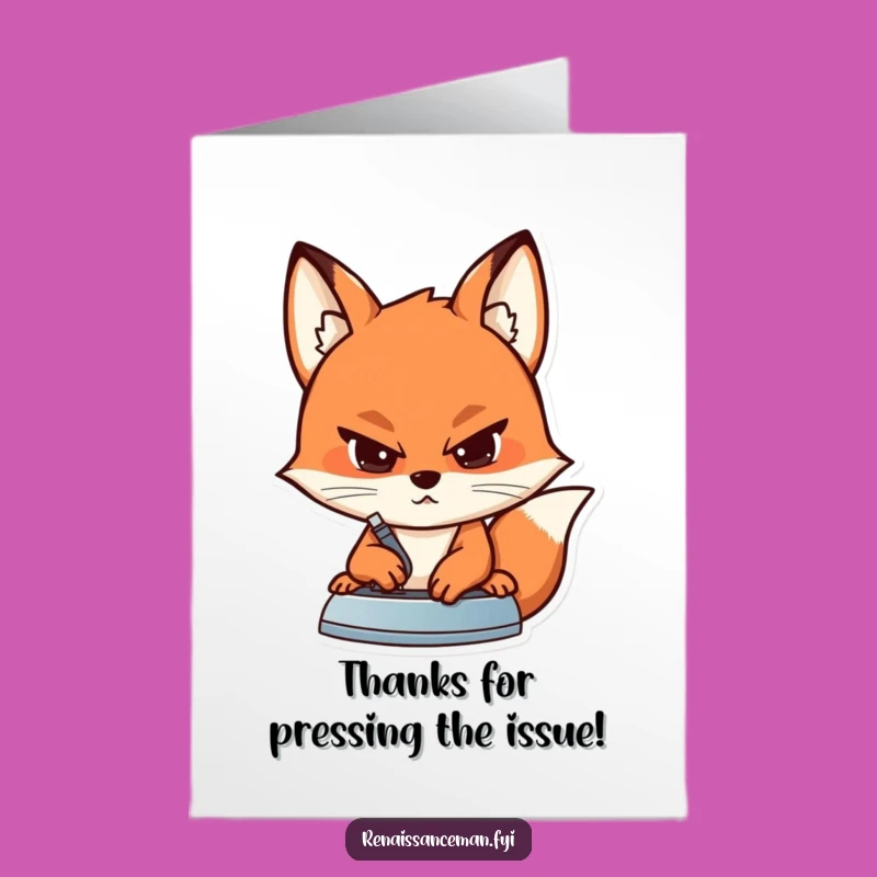 Free Printable Thank You Card: Fox's Pressed Seam for Your Help