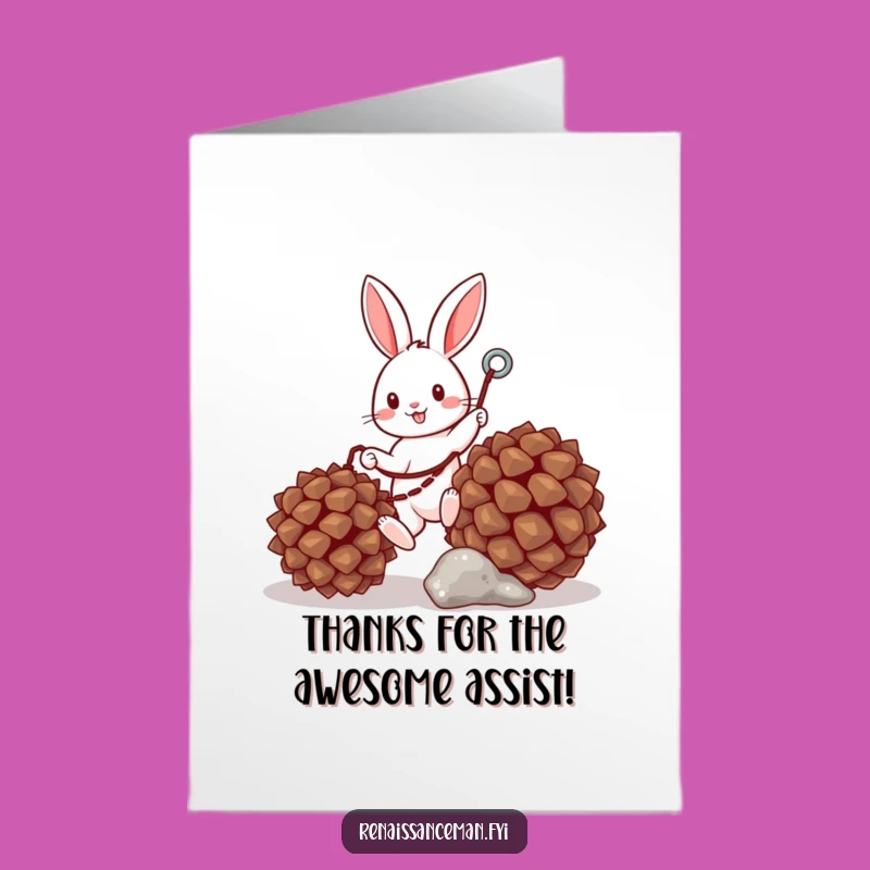 Free Printable Bunny Thank You Card: Funny Climbing Rabbit Appreciation Downloadable Gift