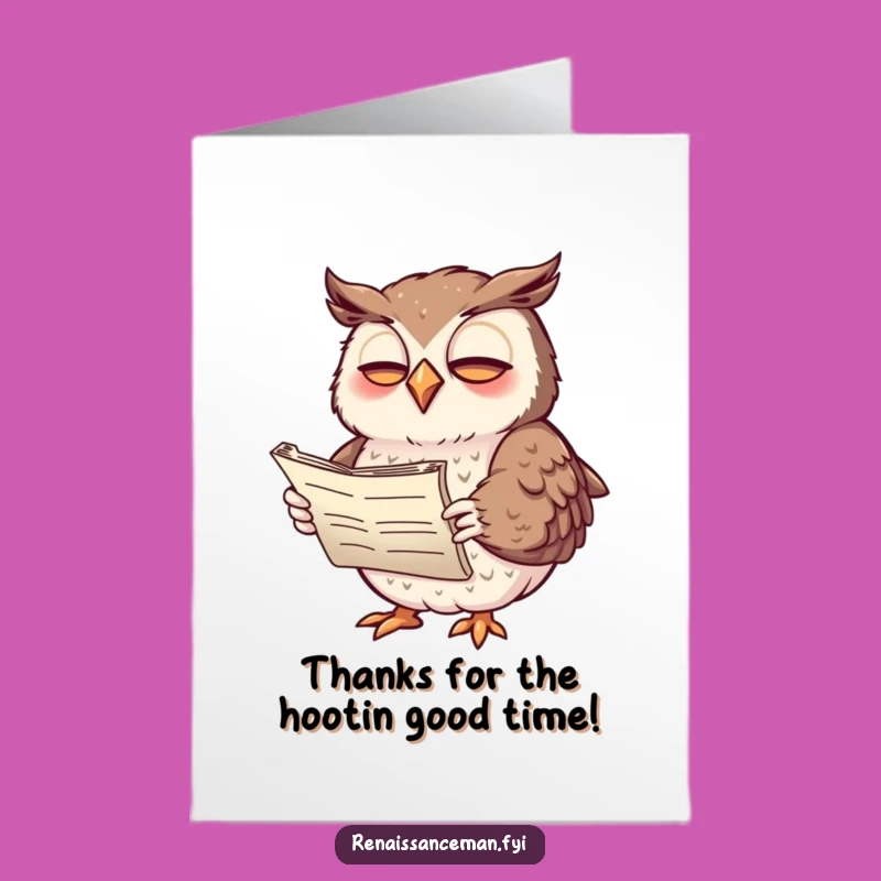 Free Printable Owl Thank You Card - Giggling Poet Owl Scroll Downloadable Gift