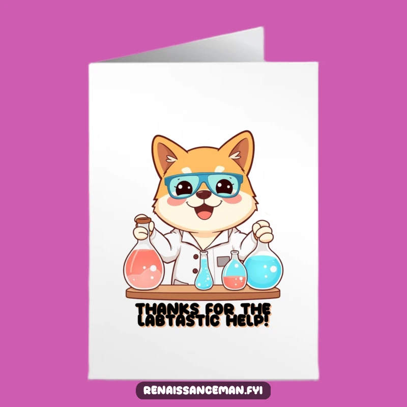 Free Printable Shiba Inu Science Thank You Card - Funny Dog Lab Downloadable Gift