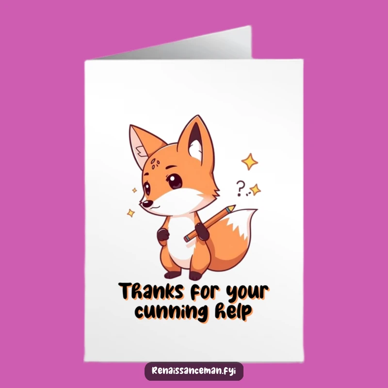 Free Printable Fox Thank You Card: Creative Idea Design Downloadable Gift