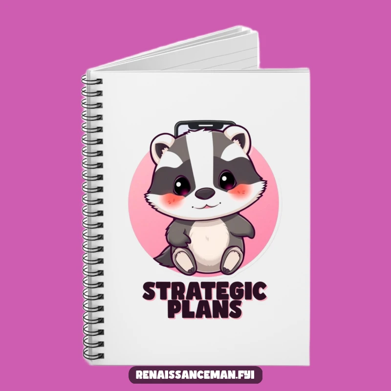 Funny Badger Techie Notebook: Beaming badger navigating apps, a perfect funny tech gift.