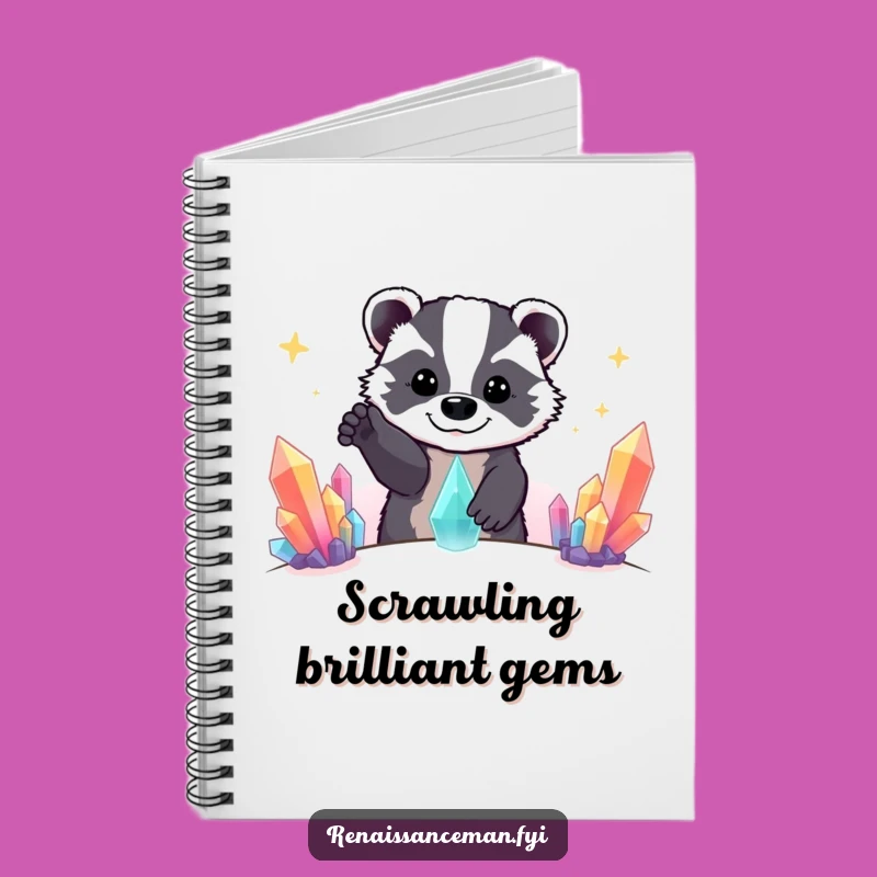 Funny Beaming Badger Crystal Journal - Notebook for Shiny Ideas Funny Gift