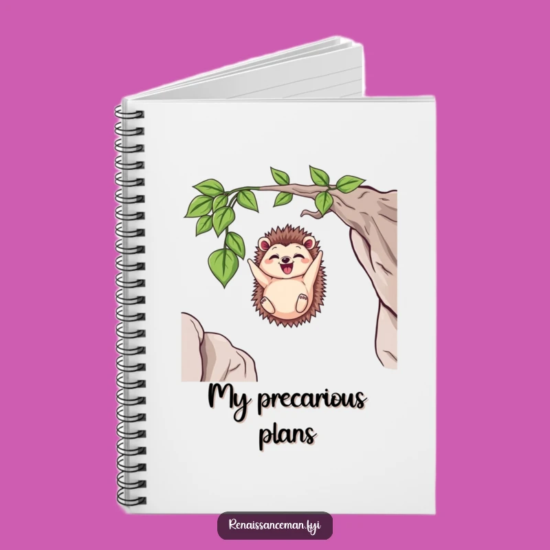Record your daring ideas in this funny notebook featuring a delighted hedgehog hanging on for dear life. Perfect for notes and dreams.